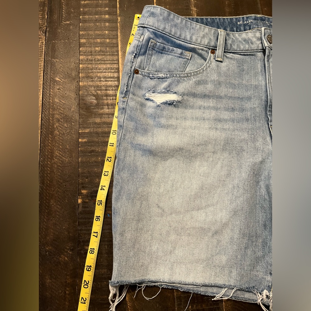 Chico's Light Blue Distressed Denim Bermuda Length Shorts - Picture 8 of 9